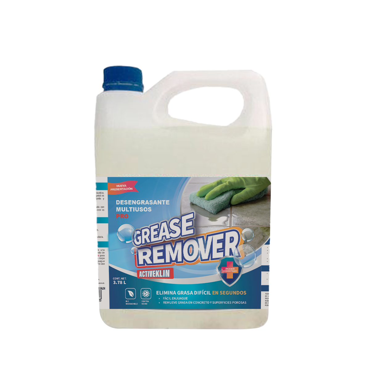 Grease remover Limpiador de grasa persistente en todo tipo de superficie. Fácil de limpiar y extremadamente potente.